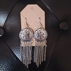 Elegant Silver Dangle Earrings Bohemia Style Flare